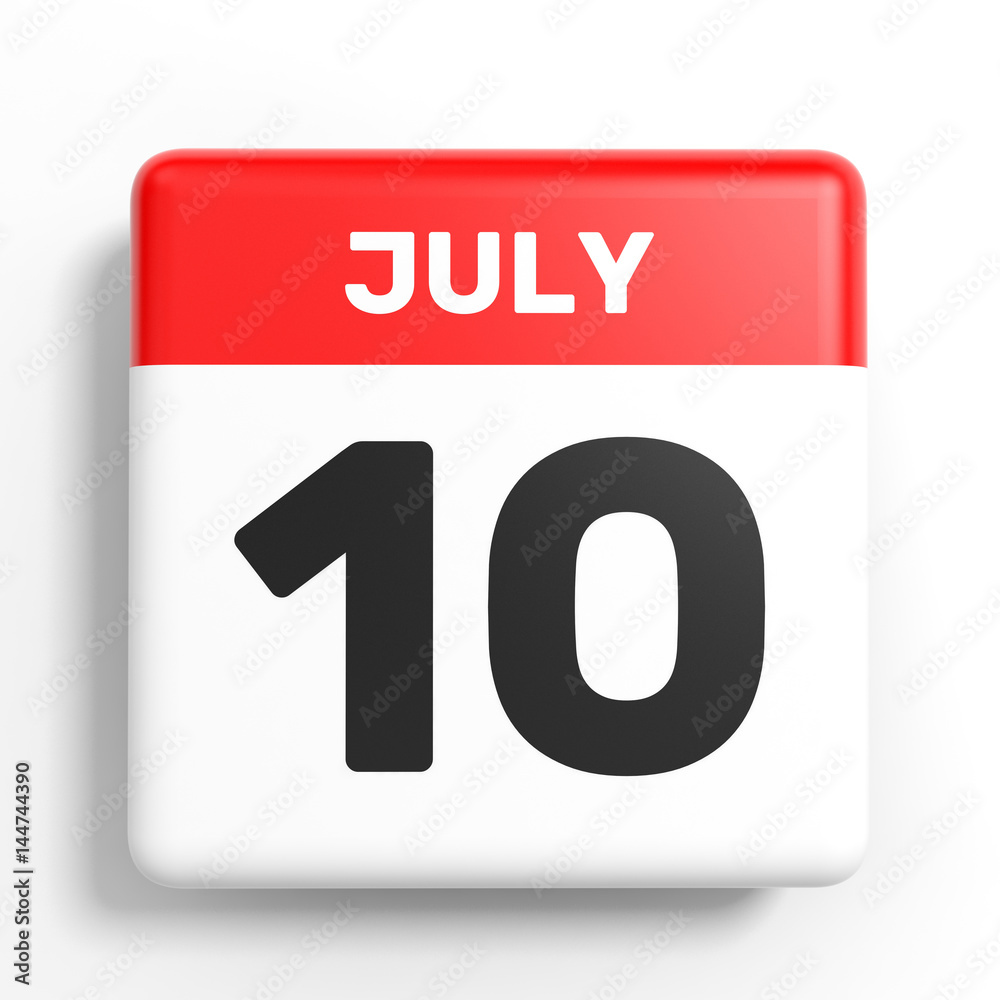 July 10. Calendar on white background. July 10. Calendar on white background.
