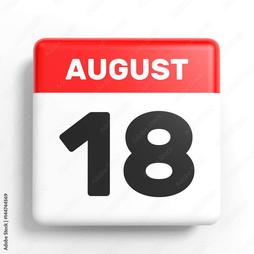 August 18. Calendar on white background. August 18. Calendar on white background.