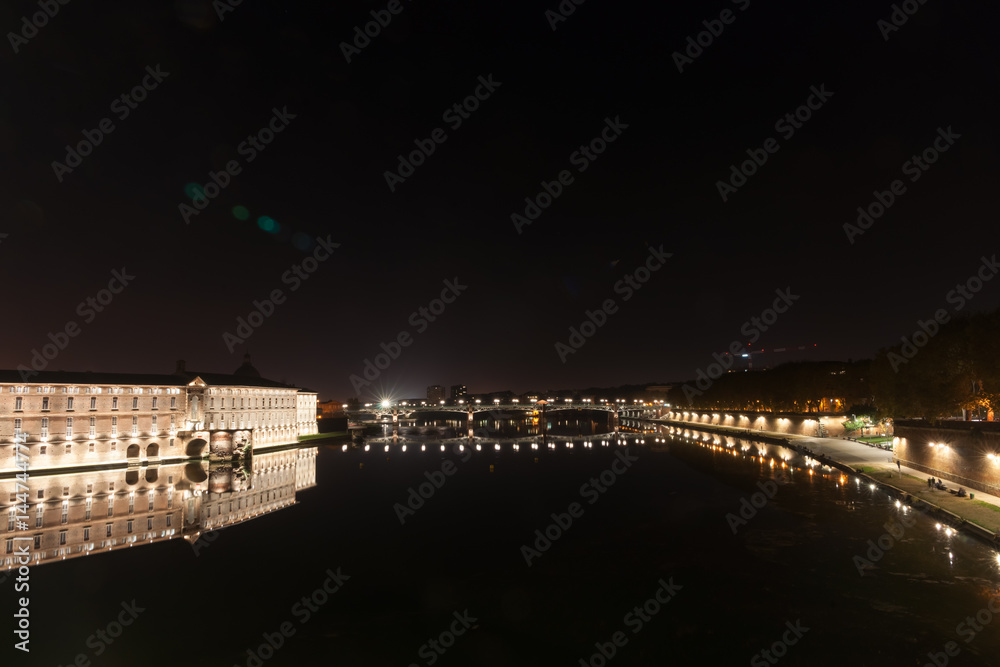 Night scenes of Toulouse architecture, bridges and streets. Night scenes of Toulouse architecture, bridges and streets.