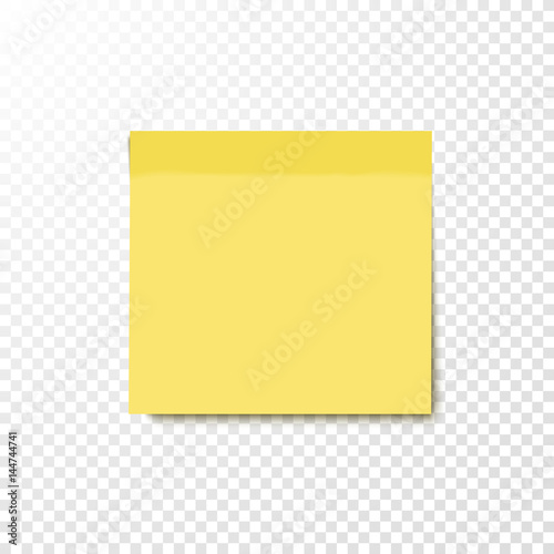 Yellow sticky note. Vector illustration.