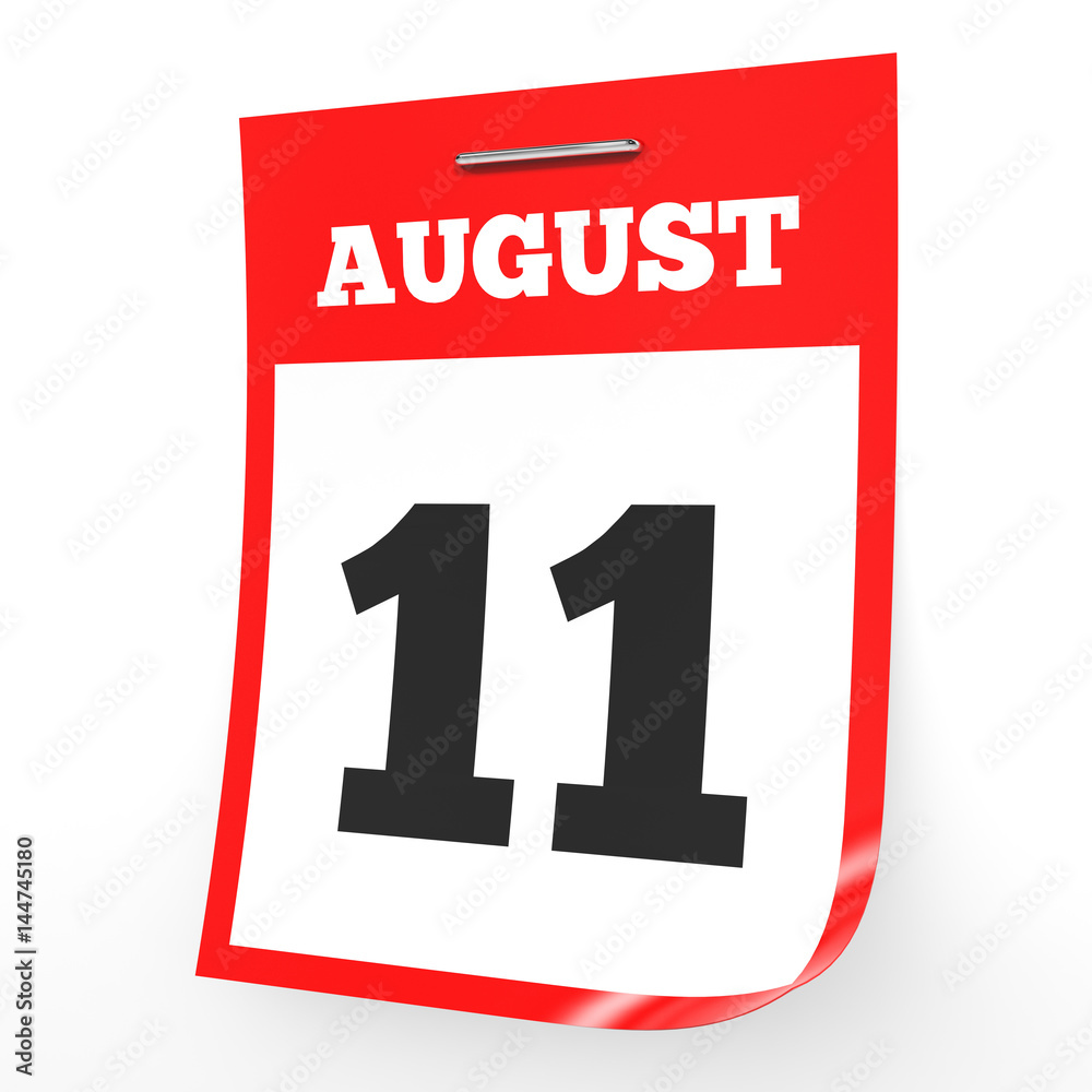 August 11. Calendar on white background. August 11. Calendar on white background.
