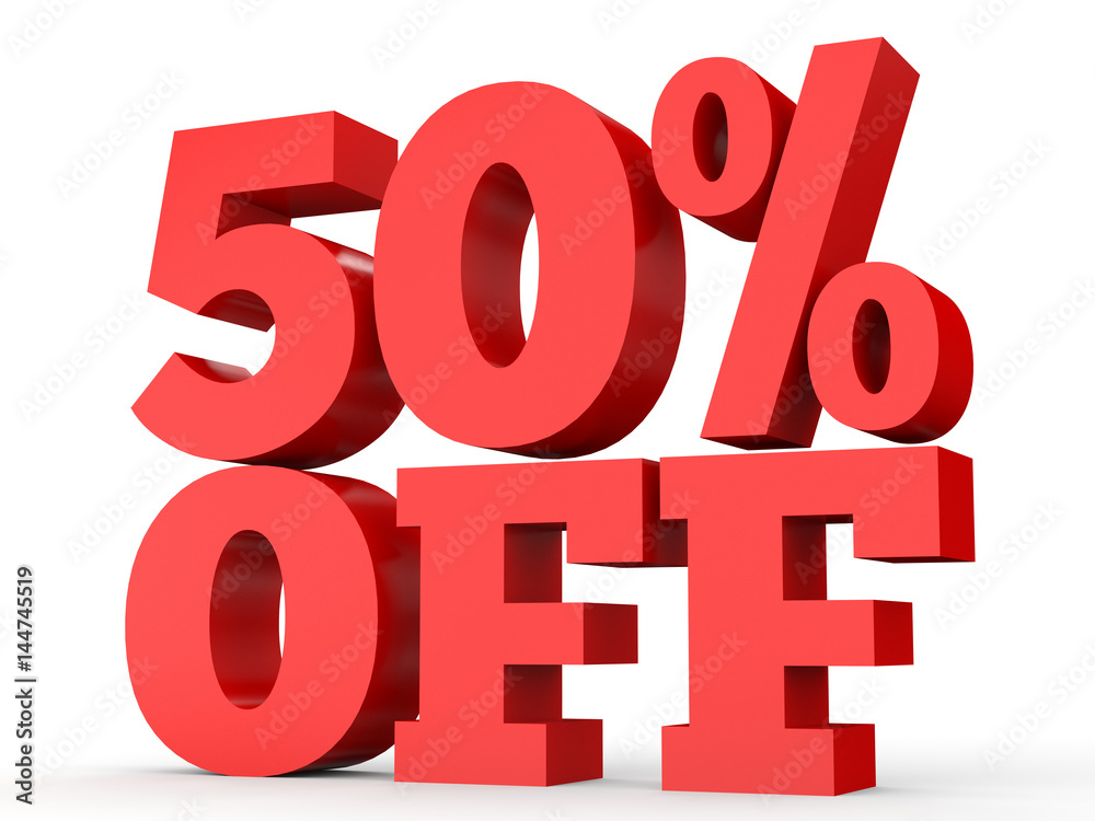 Fifty percent off. Discount 50 %. Fifty percent off. Discount 50 %.
