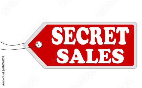 Price tag red with text  SECRET SALES inside