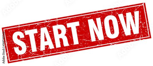 start now square stamp