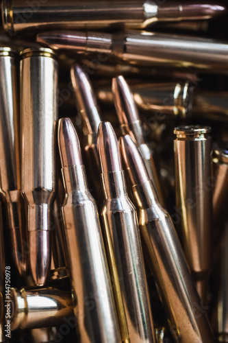 Brass metal bullet cartridge close-up 7.62 gauge caliber