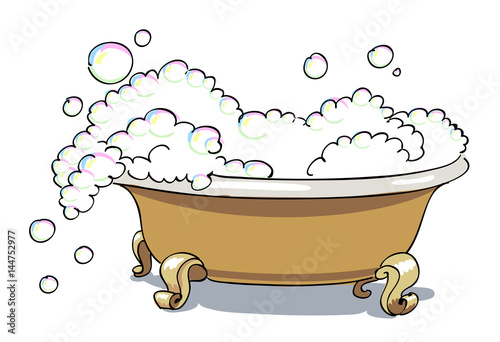 Cartoon image of bathtub. An artistic freehand picture.