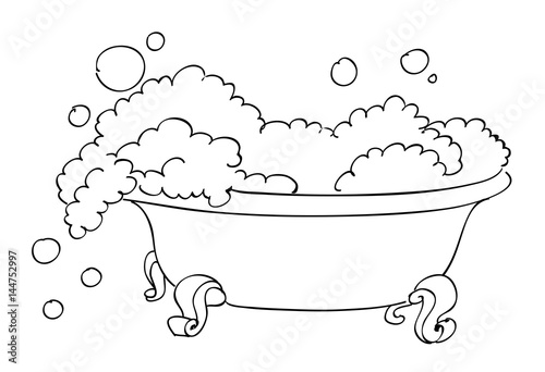 Cartoon image of bathtub. An artistic freehand picture.