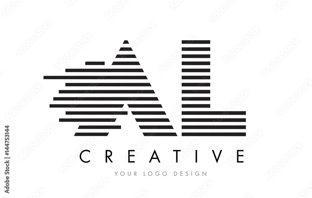 AL A L Zebra Letter Logo Design with Black and White Stripes AL A L Zebra Letter Logo Design with Black and White Stripes