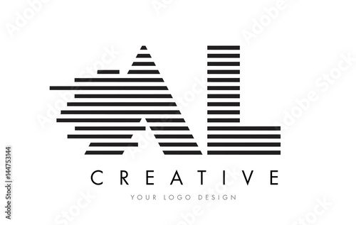 AL A L Zebra Letter Logo Design with Black and White Stripes