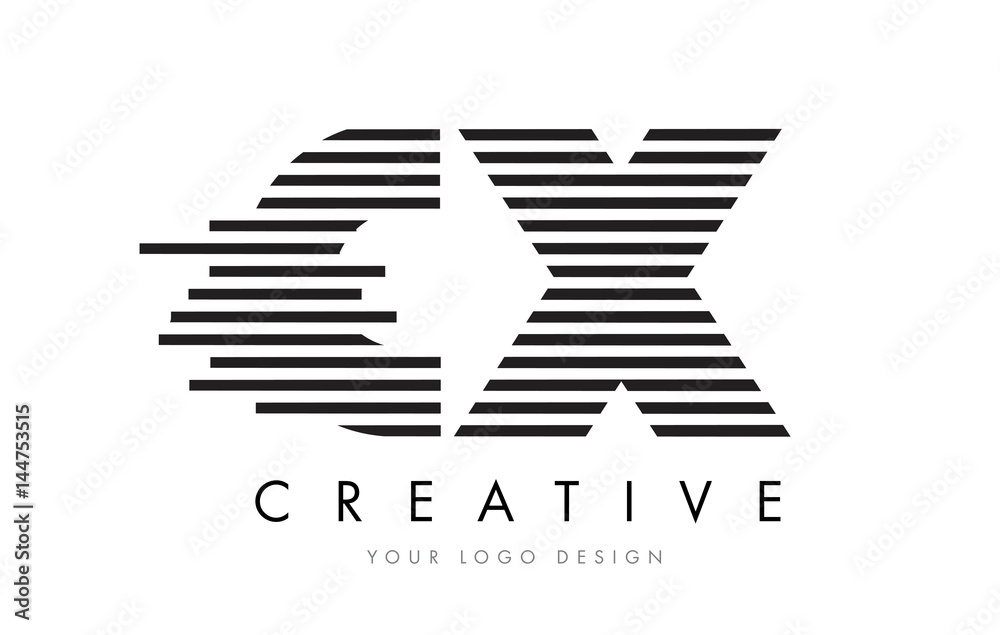 CX C X Zebra Letter Logo Design with Black and White Stripes CX C X Zebra Letter Logo Design with Black and White Stripes