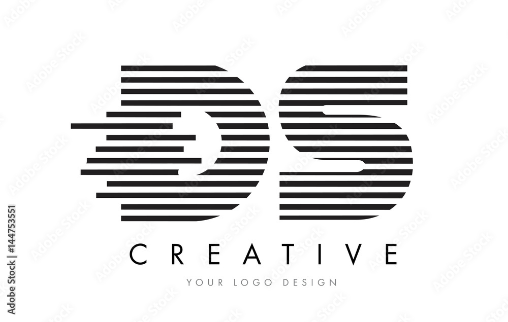 DS D S Zebra Letter Logo Design with Black and White Stripes DS D S Zebra Letter Logo Design with Black and White Stripes