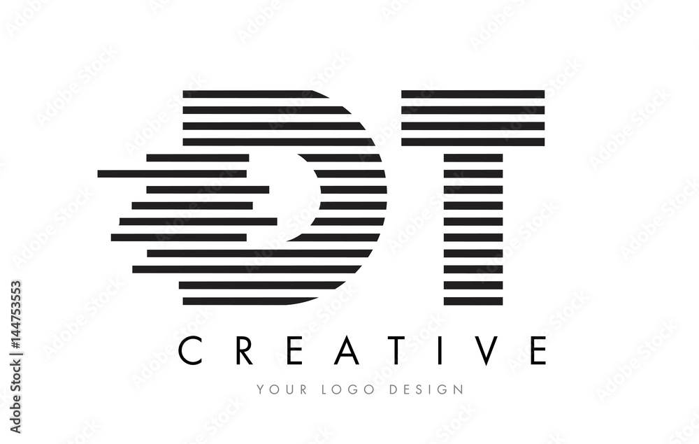 DT D T Zebra Letter Logo Design with Black and White Stripes DT D T Zebra Letter Logo Design with Black and White Stripes