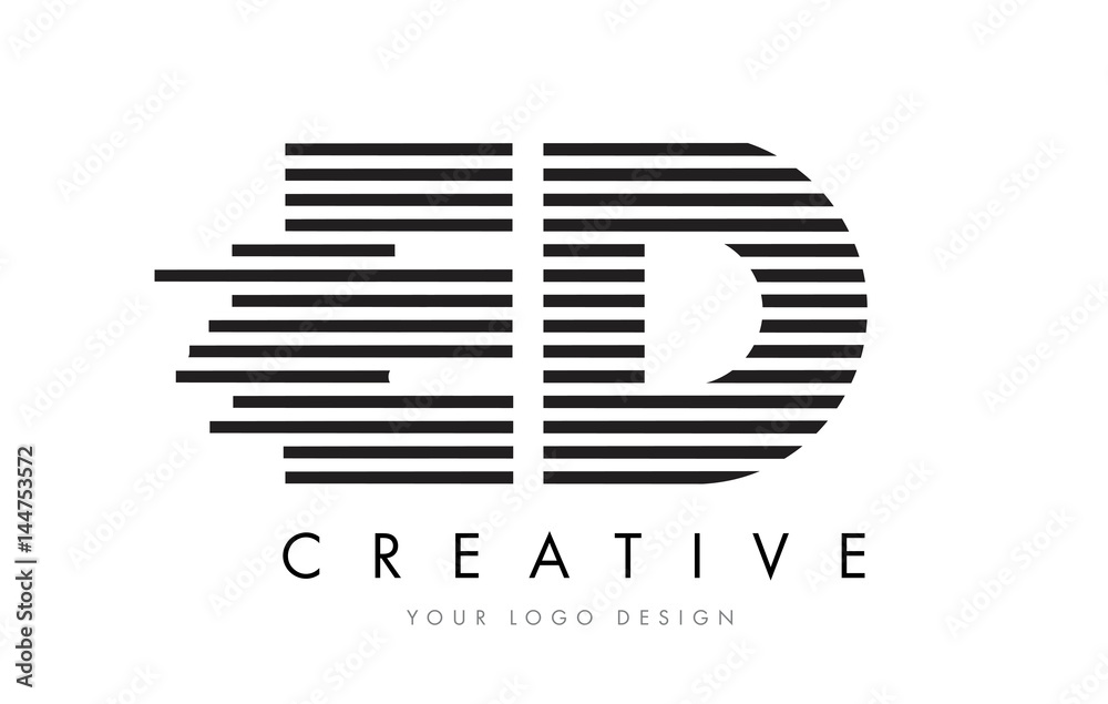 ED E D Zebra Letter Logo Design with Black and White Stripes ED E D Zebra Letter Logo Design with Black and White Stripes