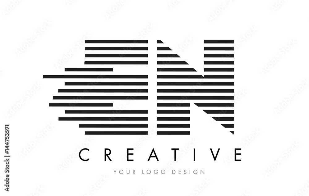 EN E N Zebra Letter Logo Design with Black and White Stripes EN E N Zebra Letter Logo Design with Black and White Stripes