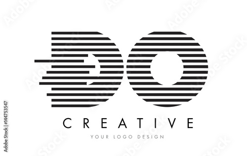 DO D O Zebra Letter Logo Design with Black and White Stripes photo