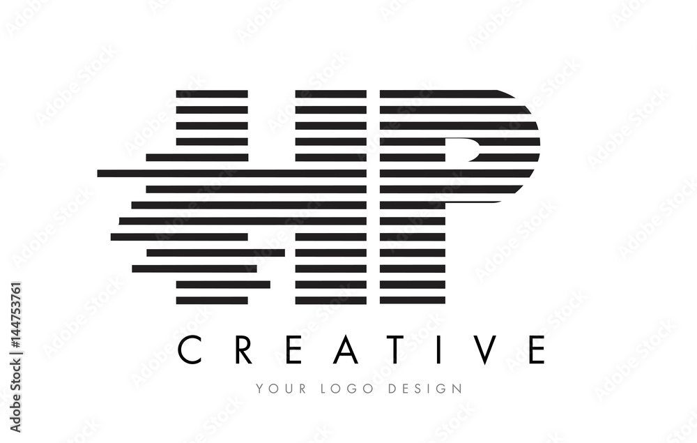 HP H P Zebra Letter Logo Design with Black and White Stripes HP H P Zebra Letter Logo Design with Black and White Stripes