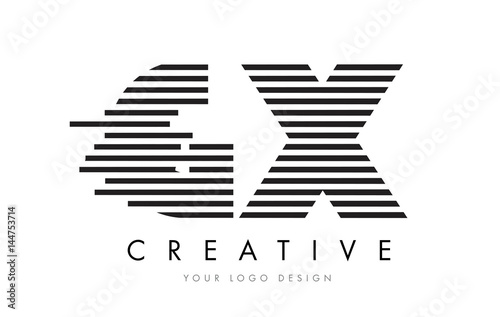 GX G X Zebra Letter Logo Design with Black and White Stripes