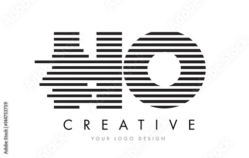 HO H O Zebra Letter Logo Design with Black and White Stripes