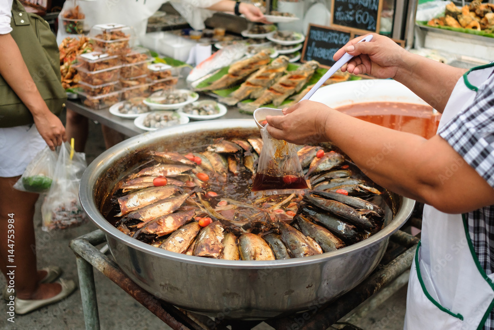 street vendor selling seafood