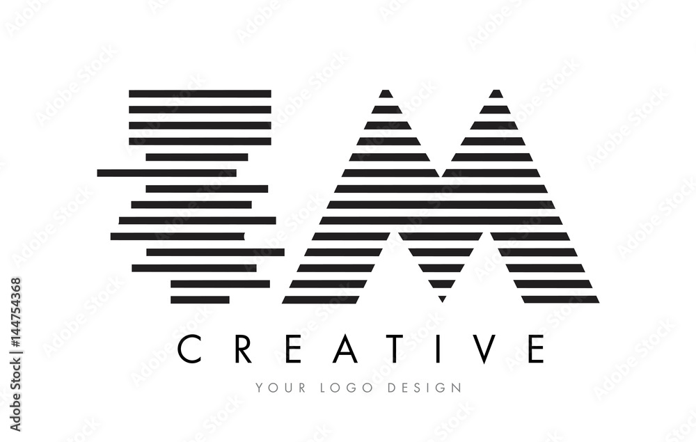 TM T M Zebra Letter Logo Design with Black and White Stripes TM T M Zebra Letter Logo Design with Black and White Stripes