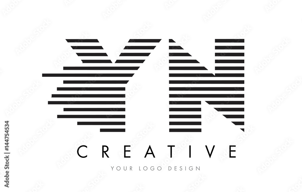 YN Y N Zebra Letter Logo Design with Black and White Stripes YN Y N Zebra Letter Logo Design with Black and White Stripes