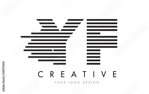 YF Y F Zebra Letter Logo Design with Black and White Stripes
