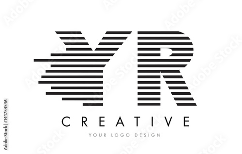 YR Y R Zebra Letter Logo Design with Black and White Stripes
