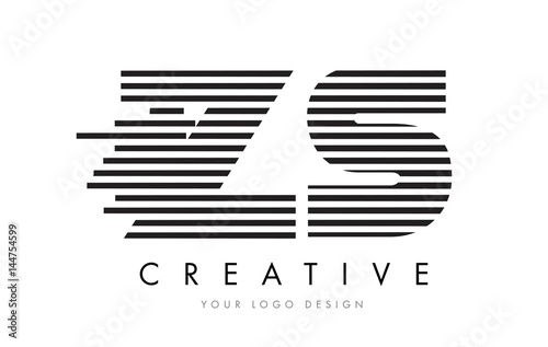 ZS Z S Zebra Letter Logo Design with Black and White Stripes