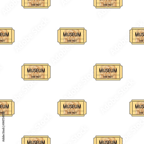 Ticket to the museum icon in cartoon style isolated on white background. Museum pattern stock vector illustration.