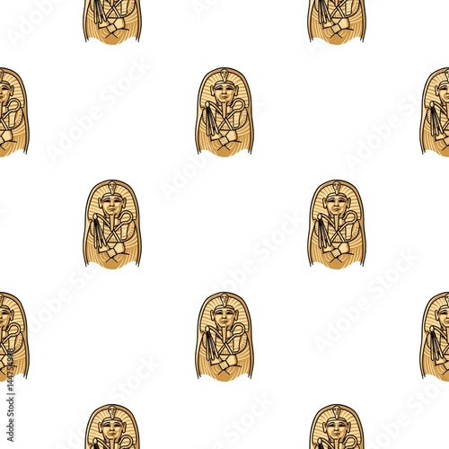 Egyptian pharaoh sarcophagus icon in cartoon style isolated on white background. Museum pattern stock vector illustration.