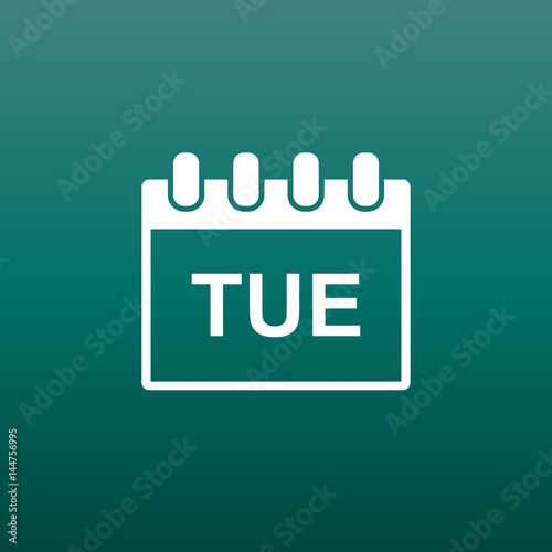 Tuesday calendar page pictogram icon. Simple flat pictogram for business, marketing, internet concept on green background. Trendy modern vector symbol for web site design or mobile app