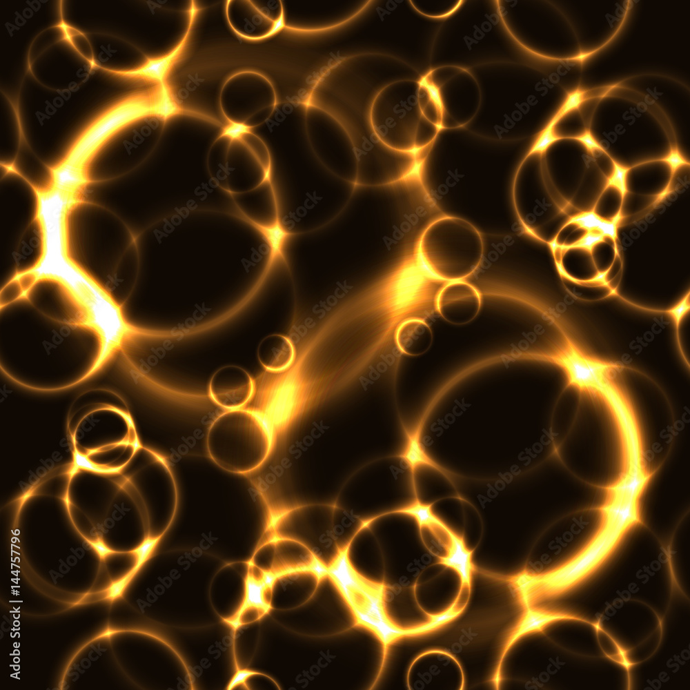 Dark seamless background with laser neon gold circles Dark seamless background with laser neon gold circles
