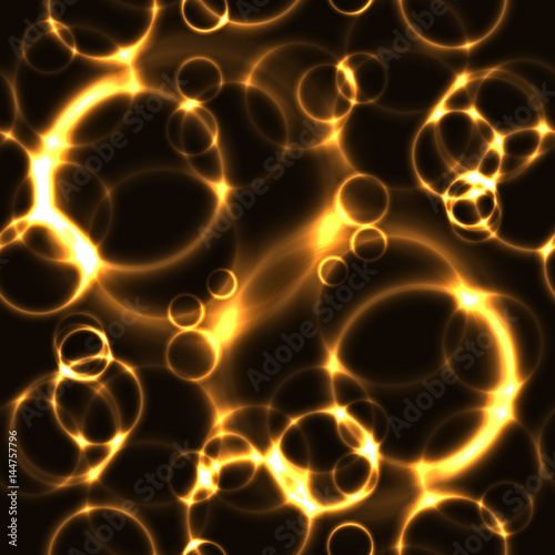 Dark seamless background with laser neon gold circles