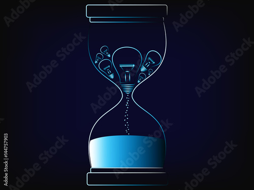 idea lightbulbs meting into sand inside an hourglass