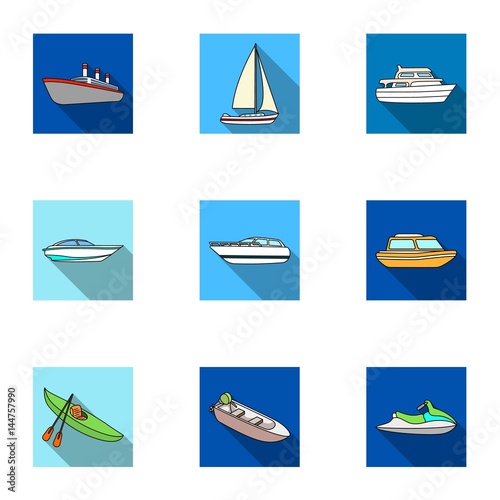 Sea transport, boats, ships. To transport people, thunderstorms. Ship and water transport icon in set collection on flat style vector symbol stock illustration. photo