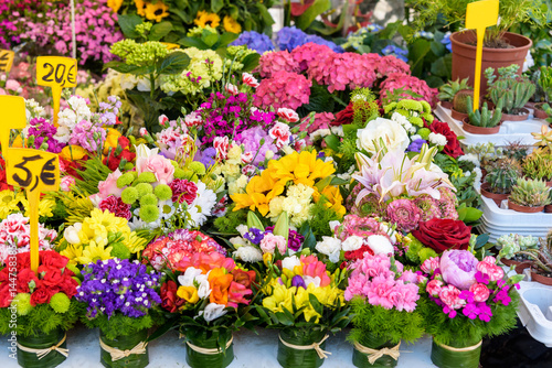 fresh flowers for sale at a Italian flower market