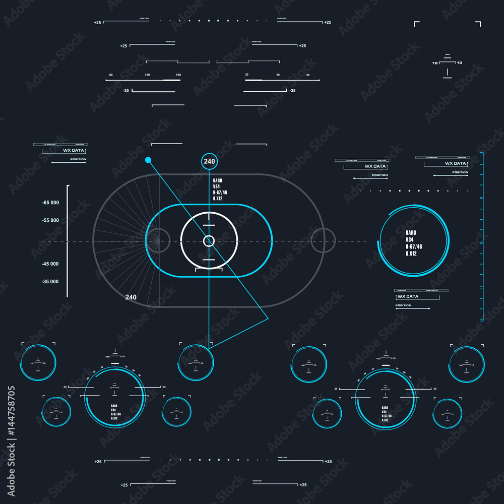 Futuristic blue virtual graphic touch user interface Futuristic blue virtual graphic touch user interface