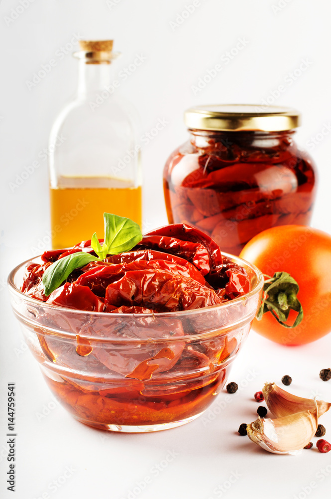 Italian dish - sundried tomato with oil and spice Italian dish - sundried tomato with oil and spice