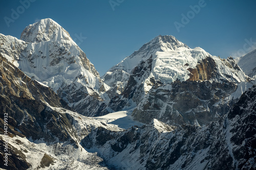 Everest mountain against blue sky