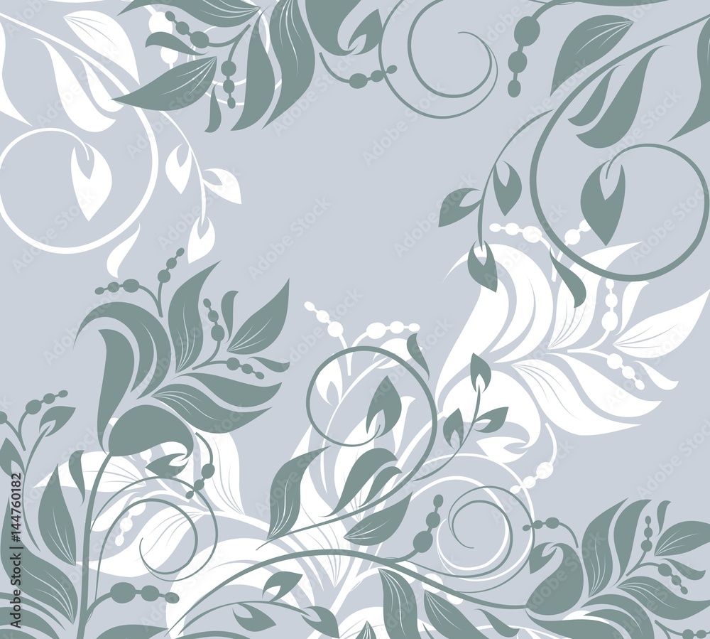 Floral background with decorative branch. Vector illustration.