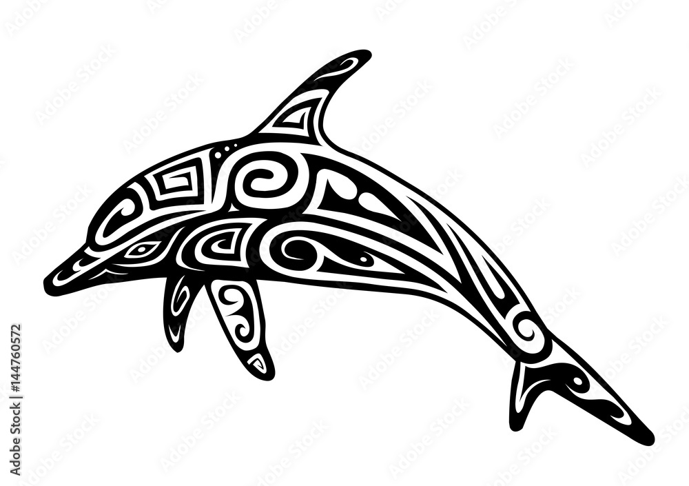 Naklejka premium Kształt tatuażu delfinów