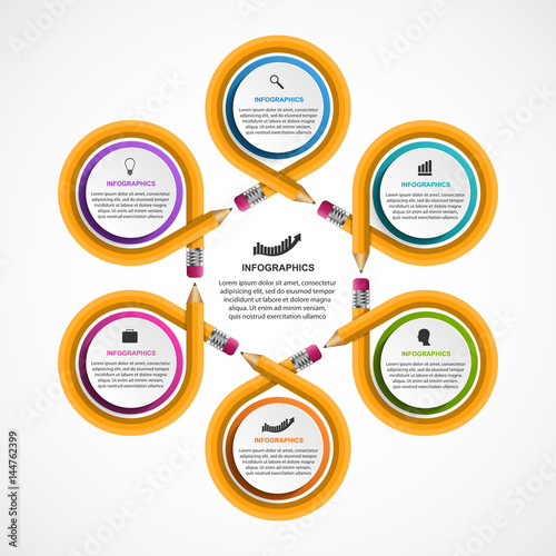 Infographics template with pencil. Infographics for business presentations or information banner.