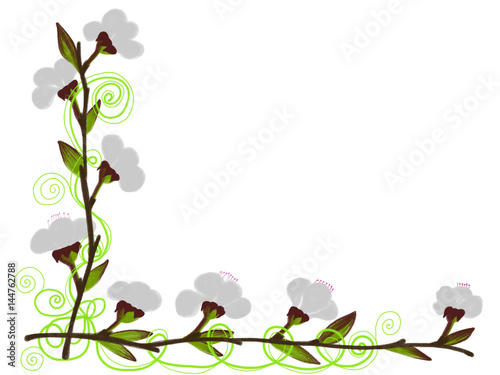 Wallpaper Mural Colorful cherry drawn  bright spring flower frame for greeting card on the white background, isolated illustration painted by oil color, high quality Torontodigital.ca