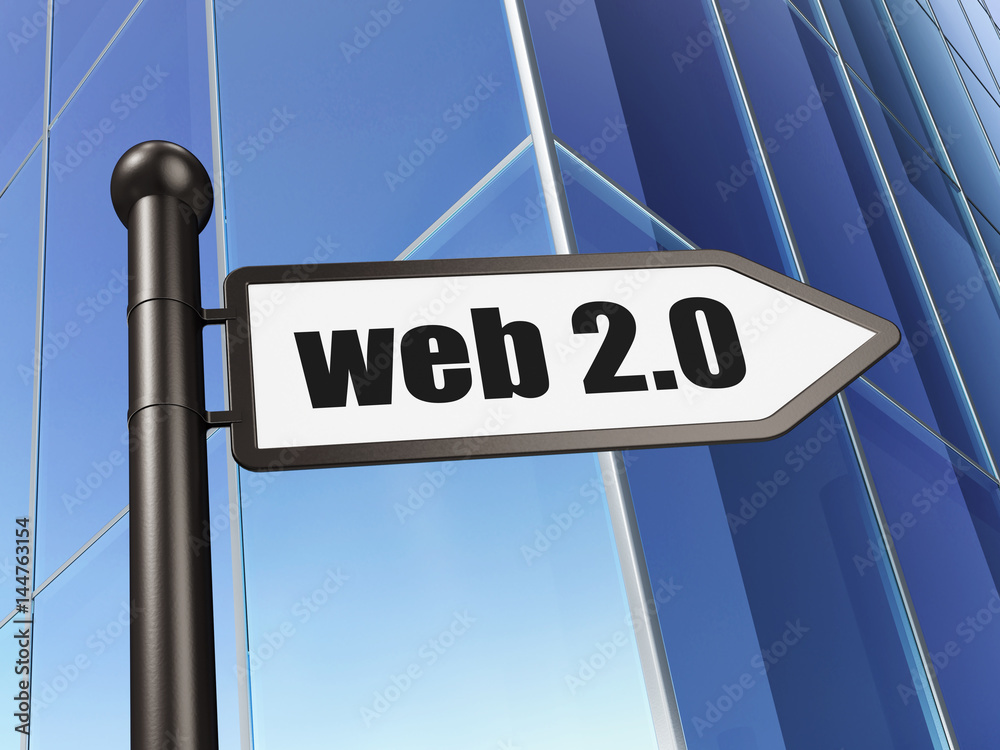 Web design concept: sign Web 2.0 on Building background Web design concept: sign Web 2.0 on Building background