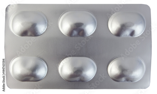 Obraz na plátně Silver foil blister pack medications. Isolated.