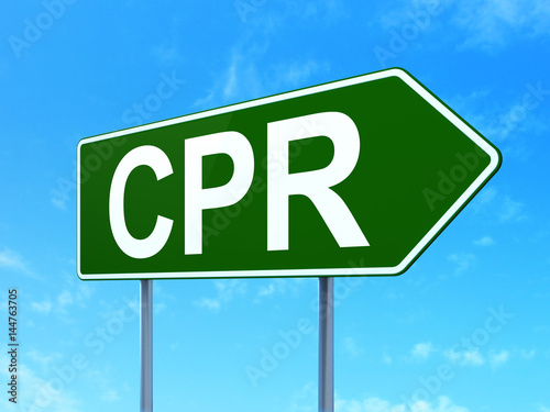 Healthcare concept: CPR on road sign background