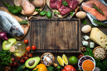 Balanced diet. Organic food for healthy nutrition.