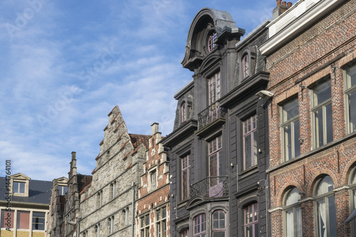 Medieval roofs in the downtown of Ghent, Belgium, in a sunny day in the beginning of spring.