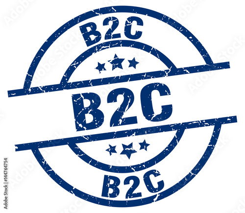 b2c blue round grunge stamp