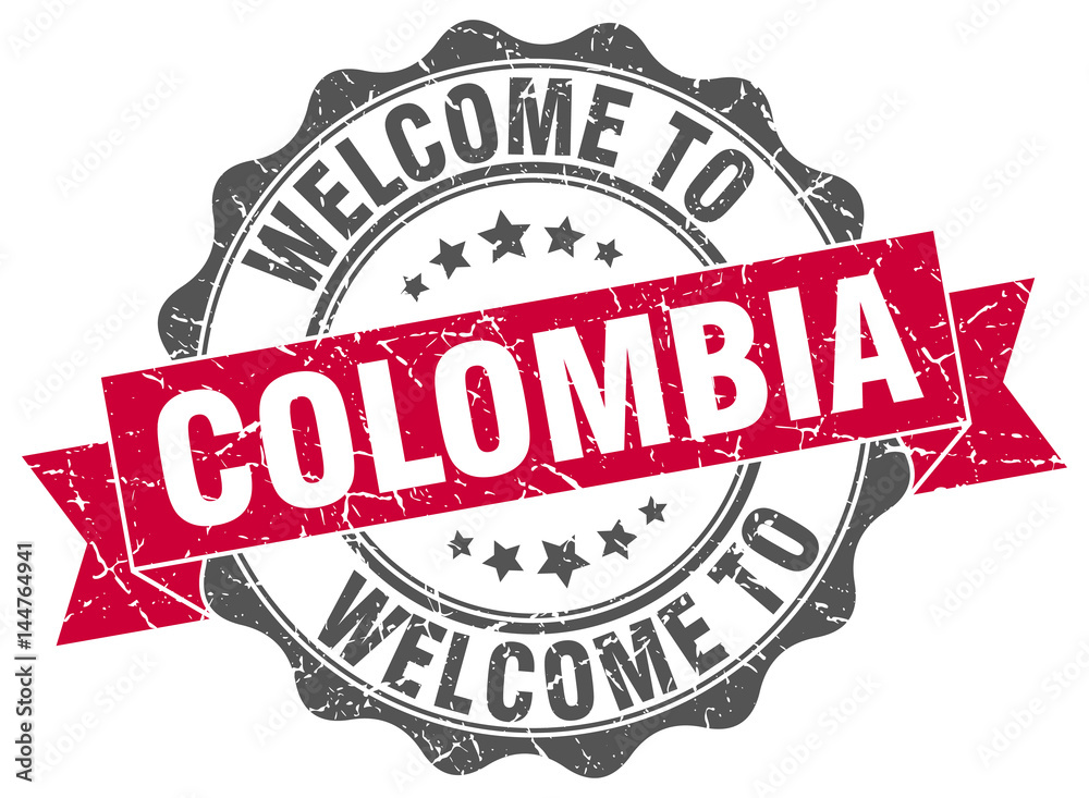 Fototapeta premium Colombia round ribbon seal